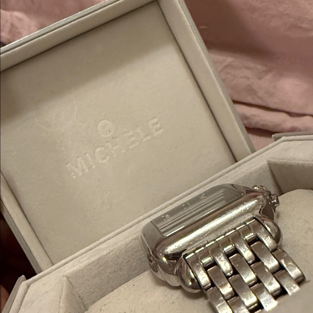 Michele Silver Watch with Black Dial - Picture 2 of 3